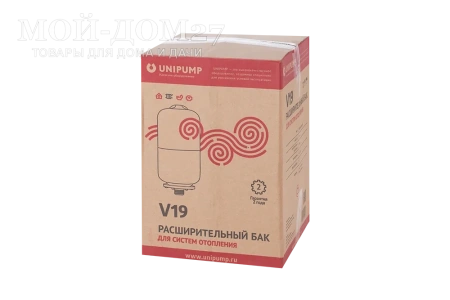 Расширительный бак мембранного типа 19 л. | Мой-Дом27 | Назначение: для систем отопления дома и квартиры <br>
 Объем, л: 19<br>
 Максимальное рабочее давление, бар: 6 <br>
 Максимальная рабочая температура, С: 100&nbsp;<br>
 Диаметр подключения, дюйм: 1<br>